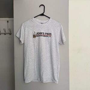 John’s Pass Village & Boardwalk Madeira Light Beach Gray Embroidered T Shirt